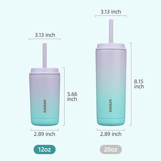BJPKPK Insulated Tumbler with Lid and Straw,12 oz Stainless Steel Travel Coffee Mug,Spill Proof Thermal Cup,Keep Drinks Cold and Hot,Lavender Green