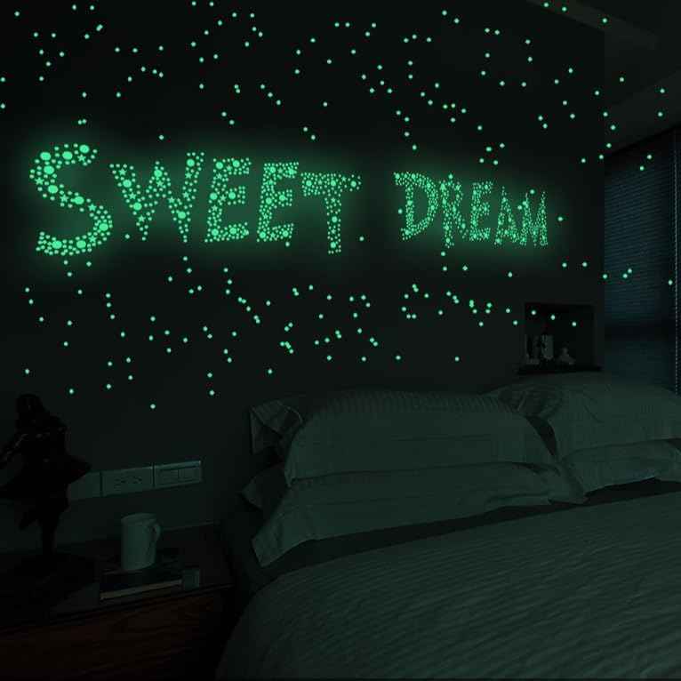Glow in The Dark Star Stickers Glow Stars for Kids Room, Glow in The Dark Stars for Ceiling and Wall, Bright Luminous Wall Stickers for Bedroom, Party Decoration, Green