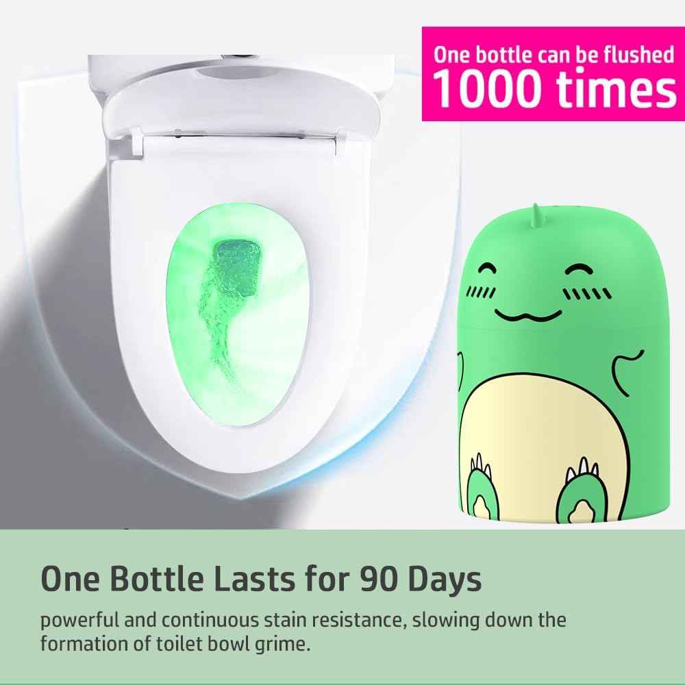 Cute Dinosaur-Shaped Toilet Bowl Cleaner Bottle, Bathroom Toilet Tank Cleaner with Jasmine Scent,One bottle lasts for 90 days (1, green)