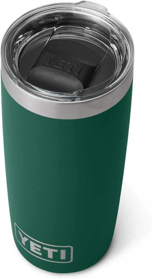 YETI Rambler 10 oz Tumbler, Stainless Steel, Vacuum Insulated with MagSlider Lid, Black Forest Green