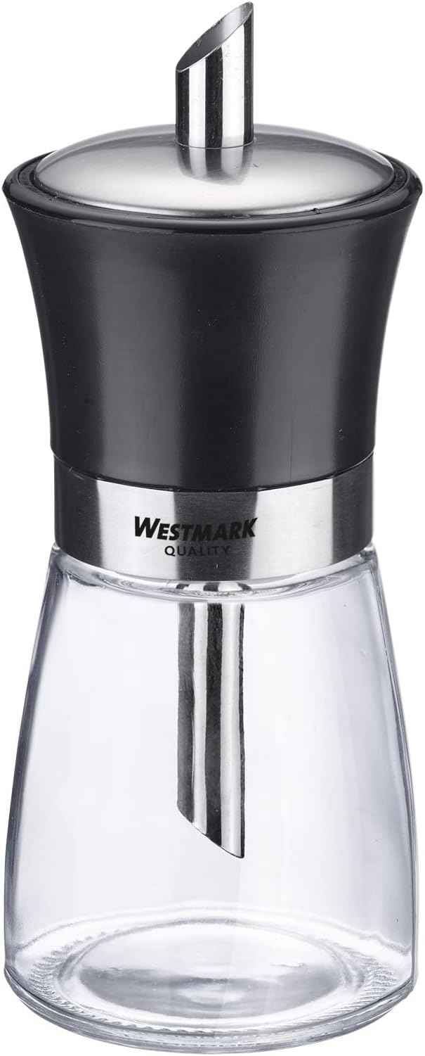 Westmark 63592611 Sugar Dispenser, Capacity: 190 ml Each, Glass/Stainless Steel/Plastic, Blacky, Transparent/Black/Silver