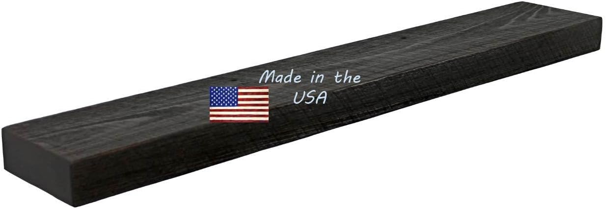 joelsantiques - 48 Inch Wooden Floating Shelves for Wall - 48x6x2 in - Made of Natural Wood - Long Heavy Duty Rustic Wall Shelves for Bedroom - Perfect for Living Room, Kitchen - Black