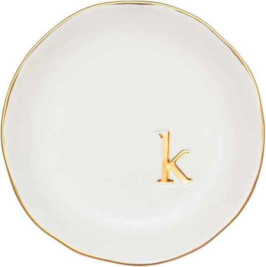 COLLECTIVE HOME - Ceramic Jewelry Tray, Decorative Trinket Dish for Rings Earrings Necklaces Bracelet Watch Keys, Birthday Mother's Day Christmas Gift for Women, 4.75", White Surface (K)
