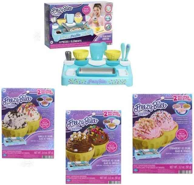 Freezy Bake Ice Cream Maker With 3 Mixes Included (Vanilla, Strawberry and Chocolate)