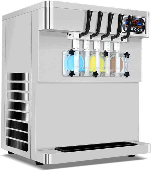 Kolice Commercial Countertop 5 flavors softy ice cream maker, 3+2 mixed flavors soft serve ice cream machine, frozen yogurt ice cream maker-ETL certified, upper tanks refrigerated | 110V 2300W