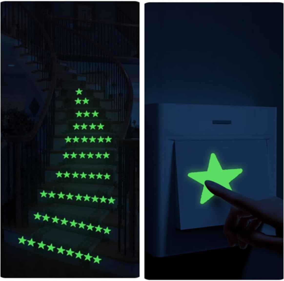 Glow in The Dark Star Stickers Glow Stars for Kids Room, Glow in The Dark Stars for Ceiling and Wall, Bright Luminous Wall Stickers for Bedroom, Party Decoration, Green
