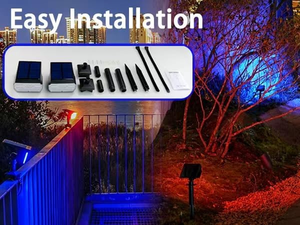 Sublume Solar Color Changing RGB Spot Lights Outdoor, 2 Pack Outdoor Solar Lights, 2-in-1 Stake & Strap Mounted, IP65 Waterproof, Solar Landscape Powered Lights Garden Pathway