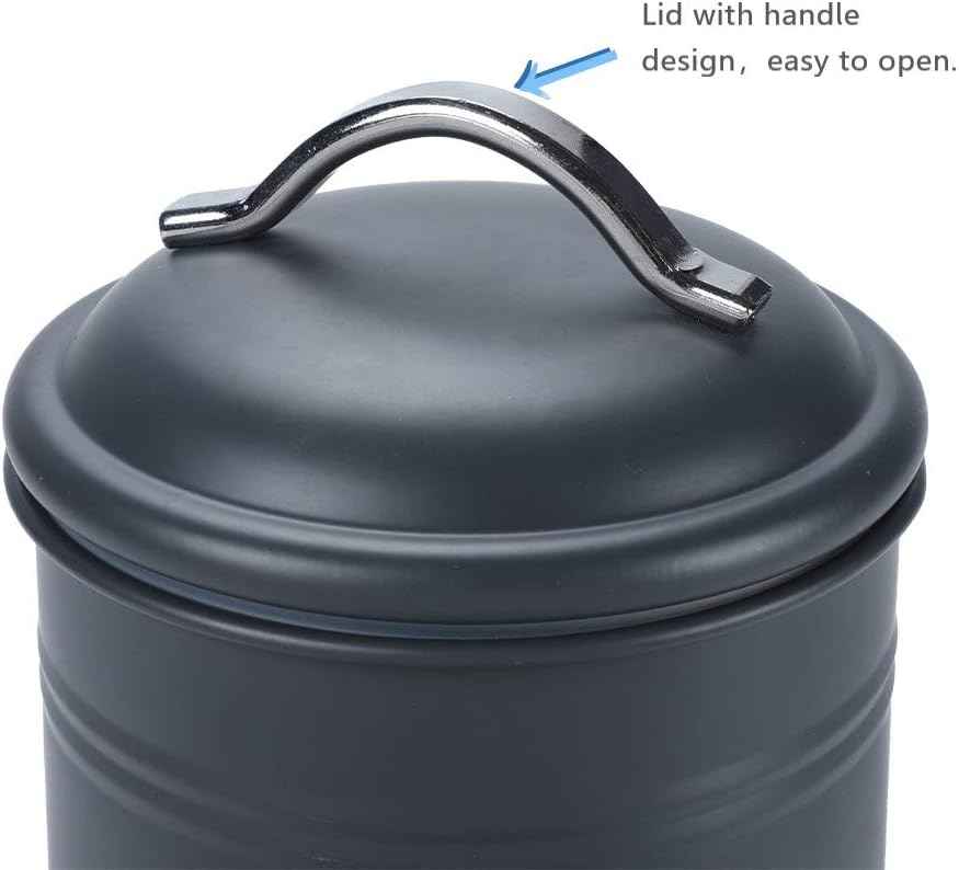 Airtight Kitchen Canister with Lid, Rustic Farmhouse Decor Container for Dry Food Sugar Coffee Tea, Charcoal Gray Metal Countertop Storage Jar (7.87''H x 4.3''Dia.)