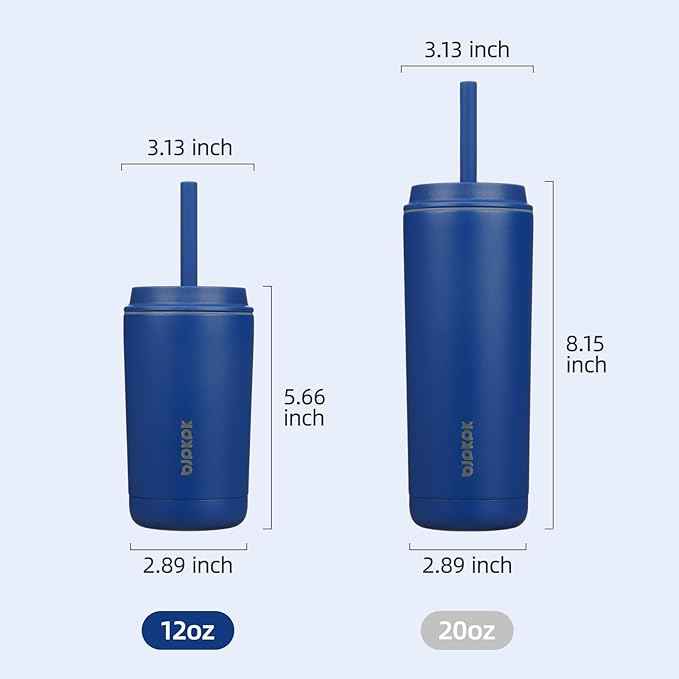 BJPKPK Insulated Tumbler with Lid and Straw,12 oz Stainless Steel Travel Coffee Mug,Spill Proof Thermal Cup,Keep Drinks Cold and Hot,Sapphire Blue