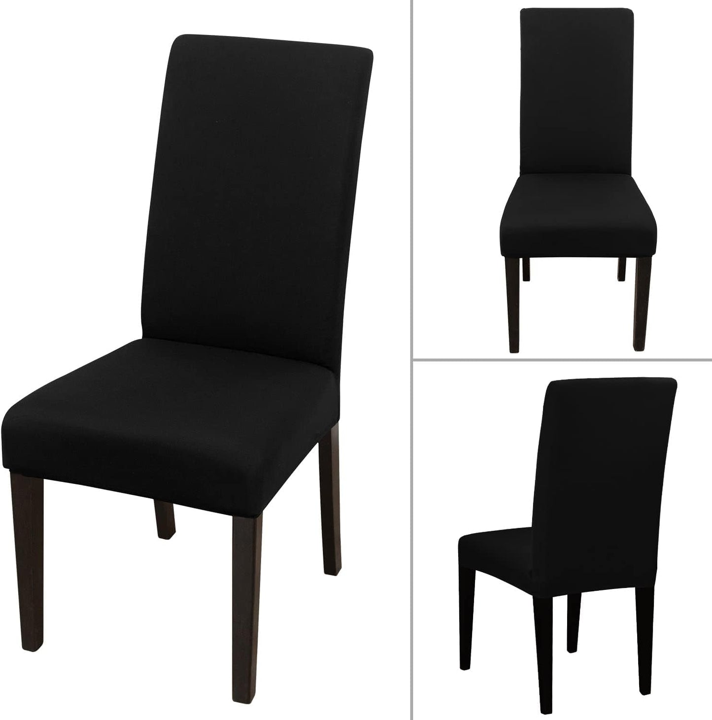 JQinHome Dining Chair Covers Dining Room Chair Slipcovers, High Stretch Removable Washable Parsons Chair Slipcover for Home Party Hotel Wedding Ceremony (Black)