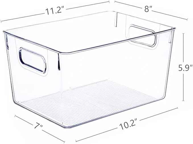 SKTEET Set of 8 Large Clear Plastic Storage Bins (8L), Storage Containers for Pantry Organization and Kitchen Storage Bins,Home Edit and Cabinet Organizers
