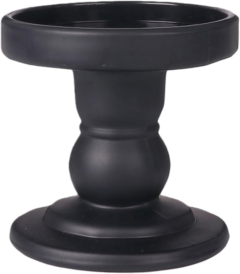 Matte Black Glass Candle Holder Pillar Taper Candle Stand Decorative Candlestick Holder Stand for Home Decor Wedding Dinner Table Centerpieces (Exclude Candles)