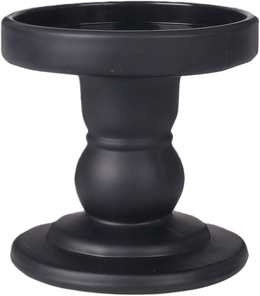 Matte Black Glass Candle Holder Pillar Taper Candle Stand Decorative Candlestick Holder Stand for Home Decor Wedding Dinner Table Centerpieces (Exclude Candles)