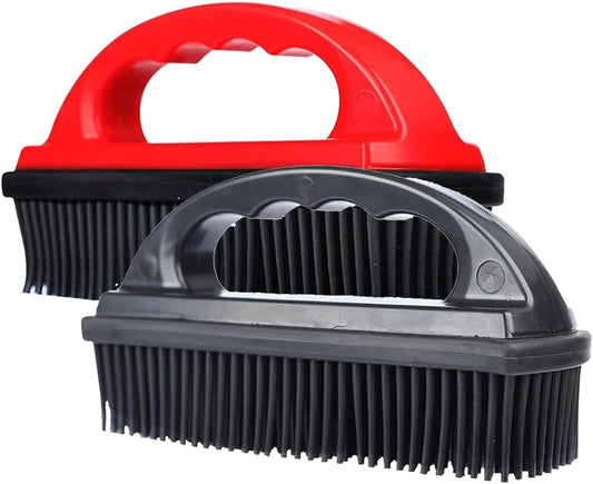 Rubber Pet Hair Removal Brush Lint & Hair Removal Cat Dog Hair Remover Brush Pet Hair Removal Tool Silicone Lint and Debris Remover for Cleaning,Grooming,Lint and Fur Removal,Home (Red&Black)