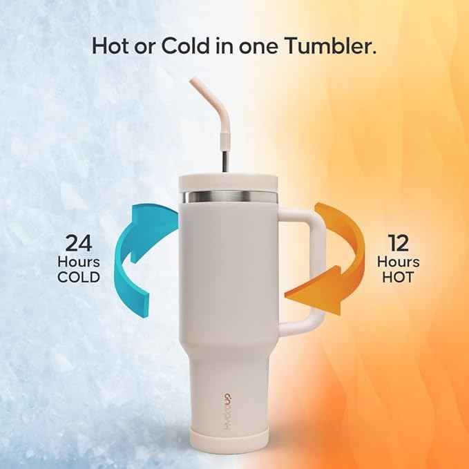 40oz Travel Tumbler Cup with Handle, Two-Way Slider Lid, Stainless Steel Straw with Silicone Tip, Vacuum Insulated Water Bottle for Hot & Cold Drinks, Great Gifts for Mom