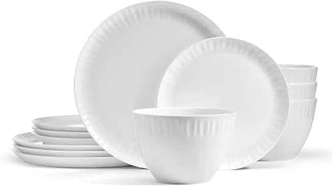 Mikasa Franklyn Bone China Chip Resistant 12 Piece Dinnerware Set, Service for 4