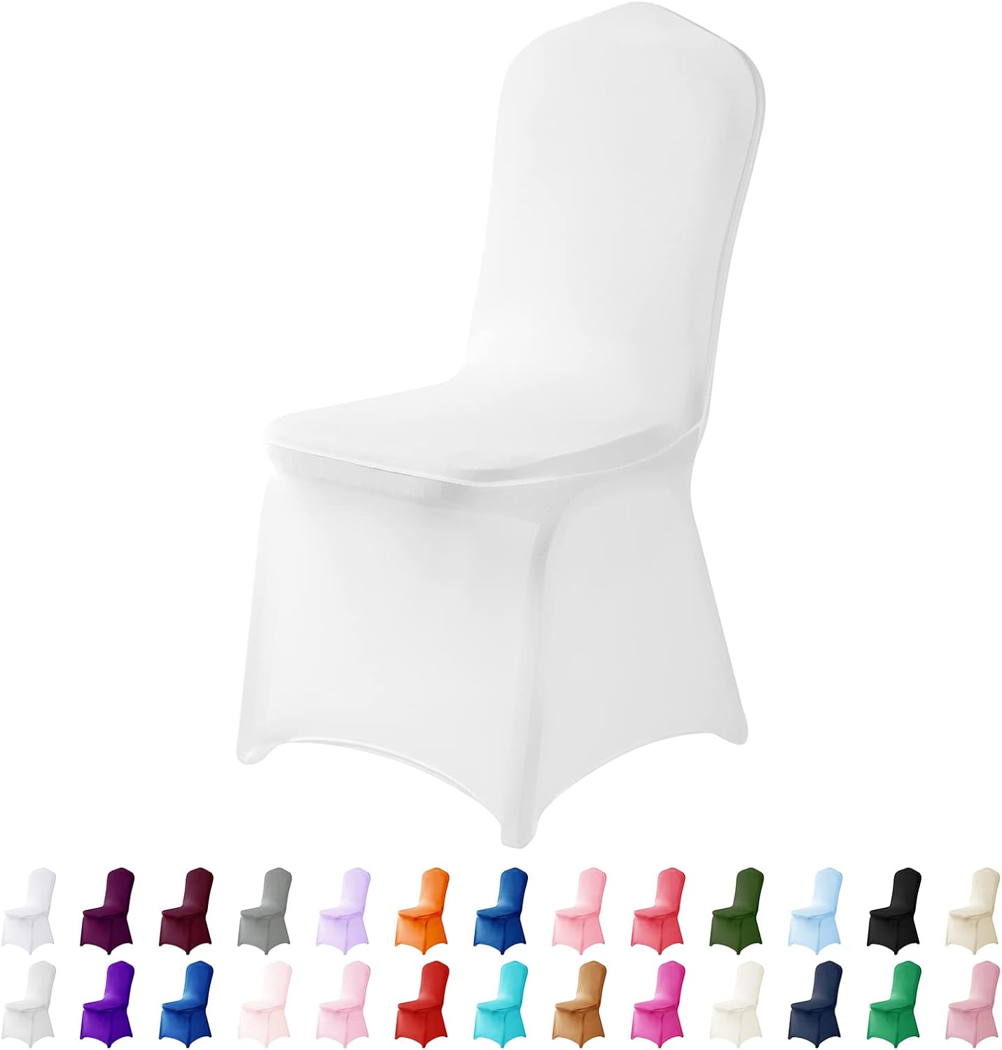 Chair Cover, 12PCS, Durable, Removable, Spandex & Polyester, Solid, White, Furniture Cover for Chair, Great Protection for Living Room, Wedding, Hotel, Restaurant
