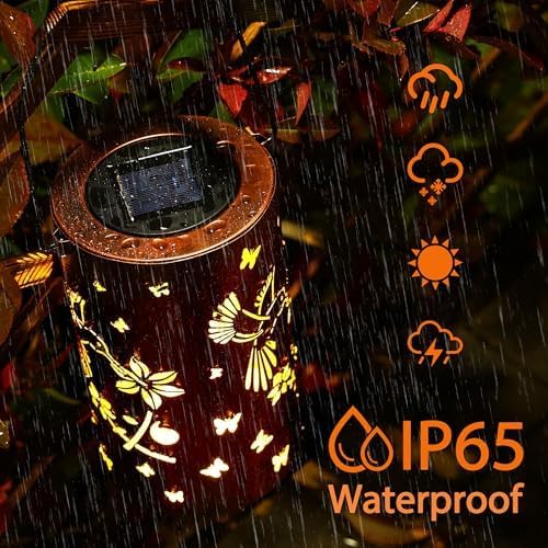 Solar Lanterns Outdoor Waterproof, Hummingbird Birthday Gifts for Women Men, Hanging Solar Lantern for Yard, Patio, Porch, Backyard, Landscape, Garden Decor