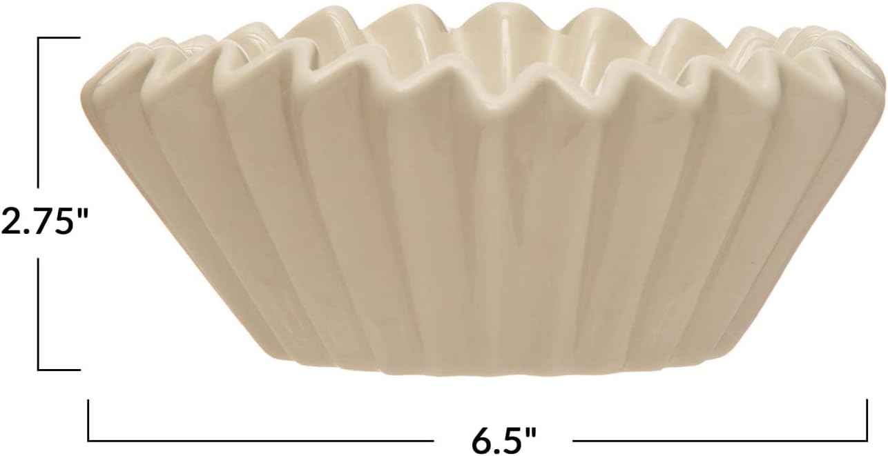 Fluted Stoneware Bowl, White