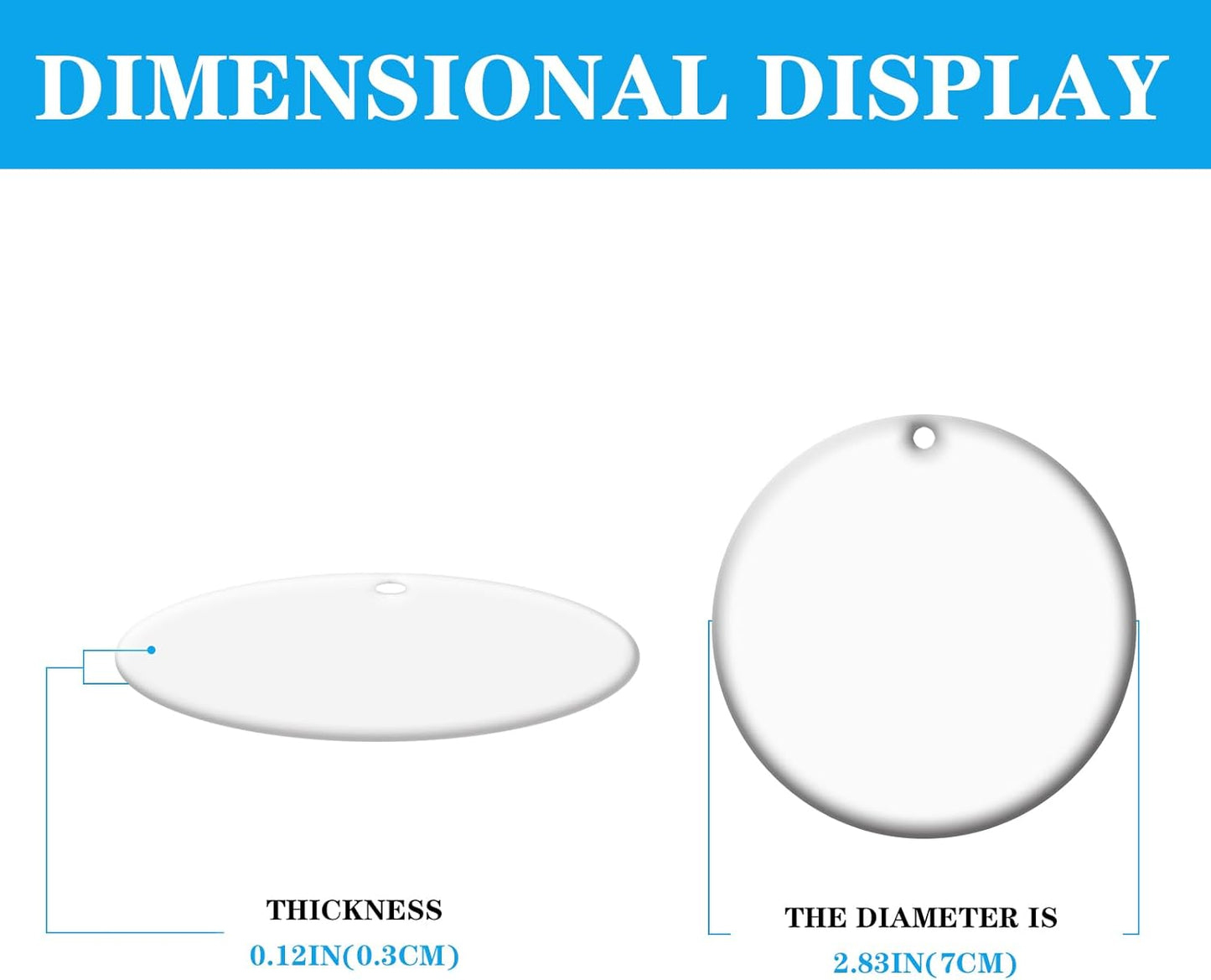 50 PCS Sublimation Ceramic Ornament Blank Round Two-Sided Printed White Ceramic Decoration Handmade DIY Personalized Christmas Home Decoration Bulk 3 inch