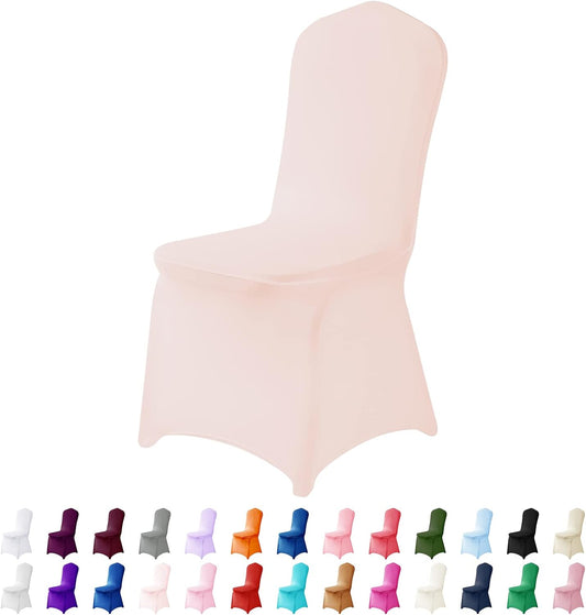 Spandex Chair Covers, 12PCS, Removable Washable Protector Stretch Covers for Living Room, Party, Banquet, Wedding Event, Hotel (Blush Pink)