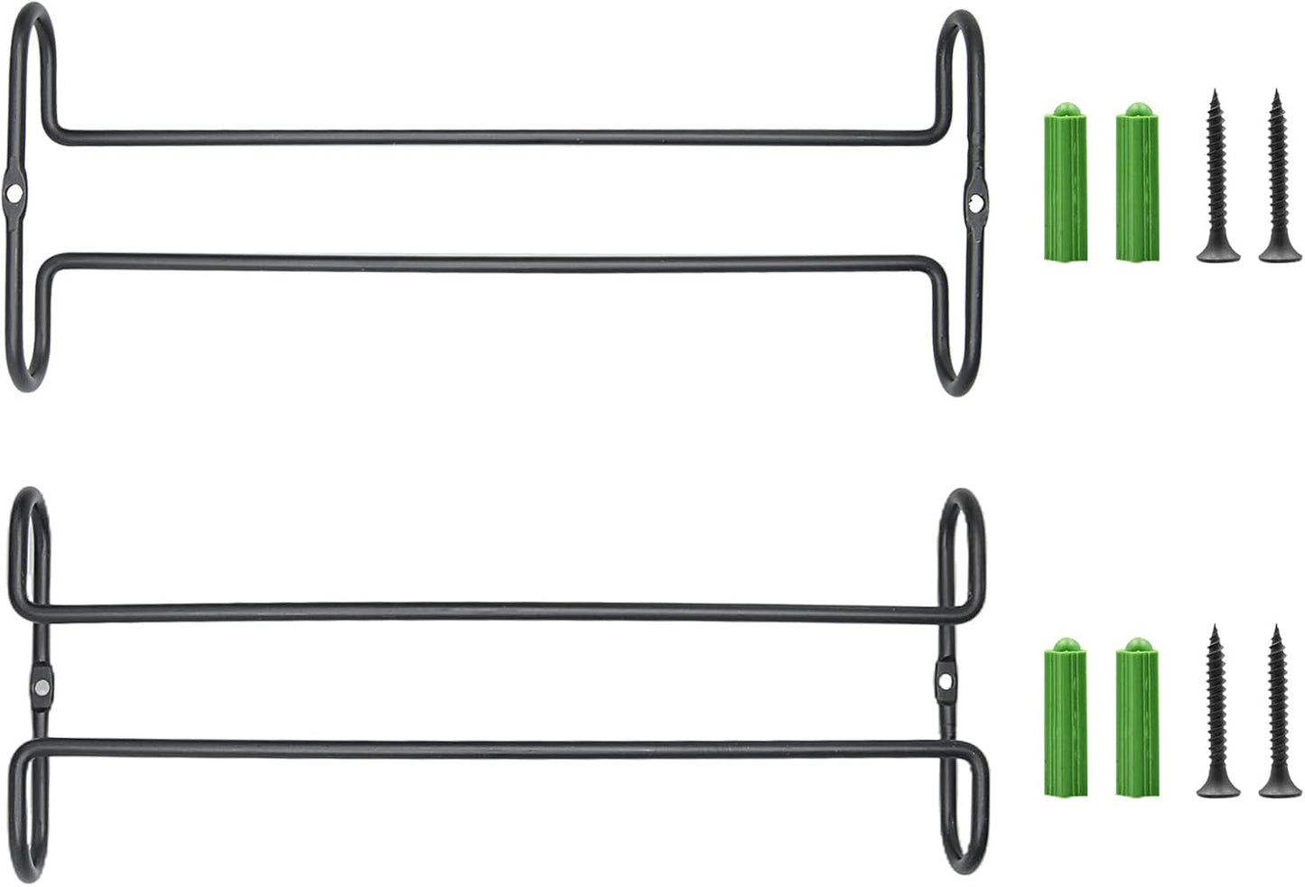 10 Inch Wine Glass Rack Under Cabinet Shelf Stemware Storage Hanging Hanger Organizer Glasses Holder with Drying Under Counter Metal for Kitchen and Bar Set of 2 Black