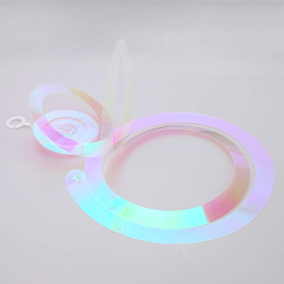 Iridescent White Swirl Hanging Decorations, Shimmer Plastic Streamer for Ceiling, Party Supplies for Birthday Graduation Bachelorette Wedding Baby Shower Graduation Christmas New Year