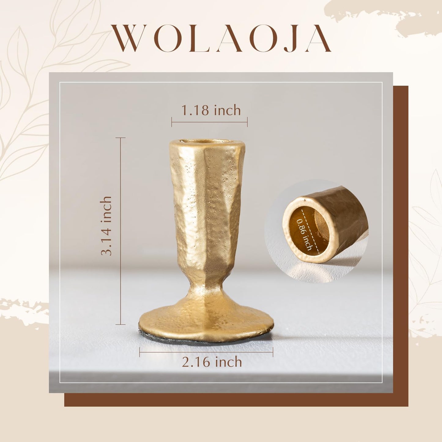 Candle Sticks Holder Decor, Set of 2 Vintage Gold Candle Holders, Modern Decorative Tapered Candlestick Holders Centerpiece for Dining Table Centerpiece, Wedding, Party Decor