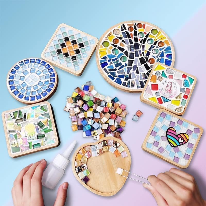 1.1 LB Irregular Crystal Mosaic Tiles,Small Particle Color Decal Crystal Glass Tile DIY Hobbies Children Handmade Crystal Craft for DIY Handmade Decorative Materials (Black)