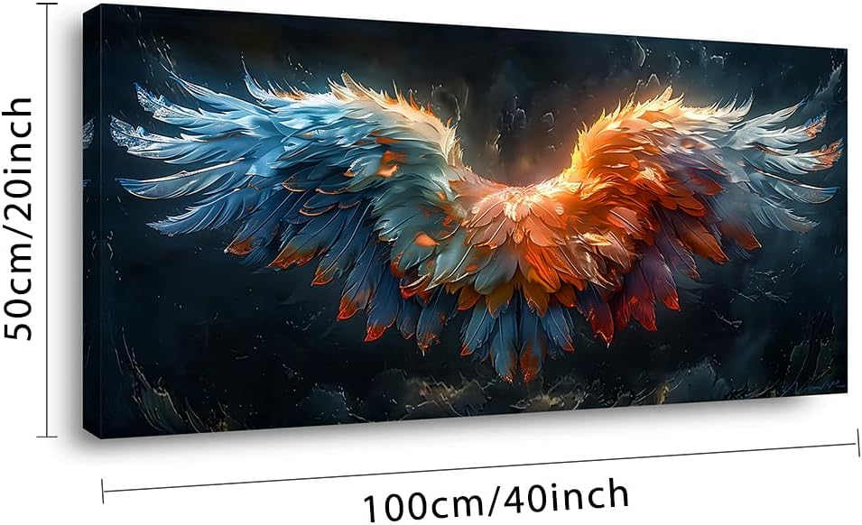 LASMOND Beautiful Colorful Angel Wings Religion Wall Art Decor Artwork for Girls Room Bedroom Living Room (20x40 Inches)