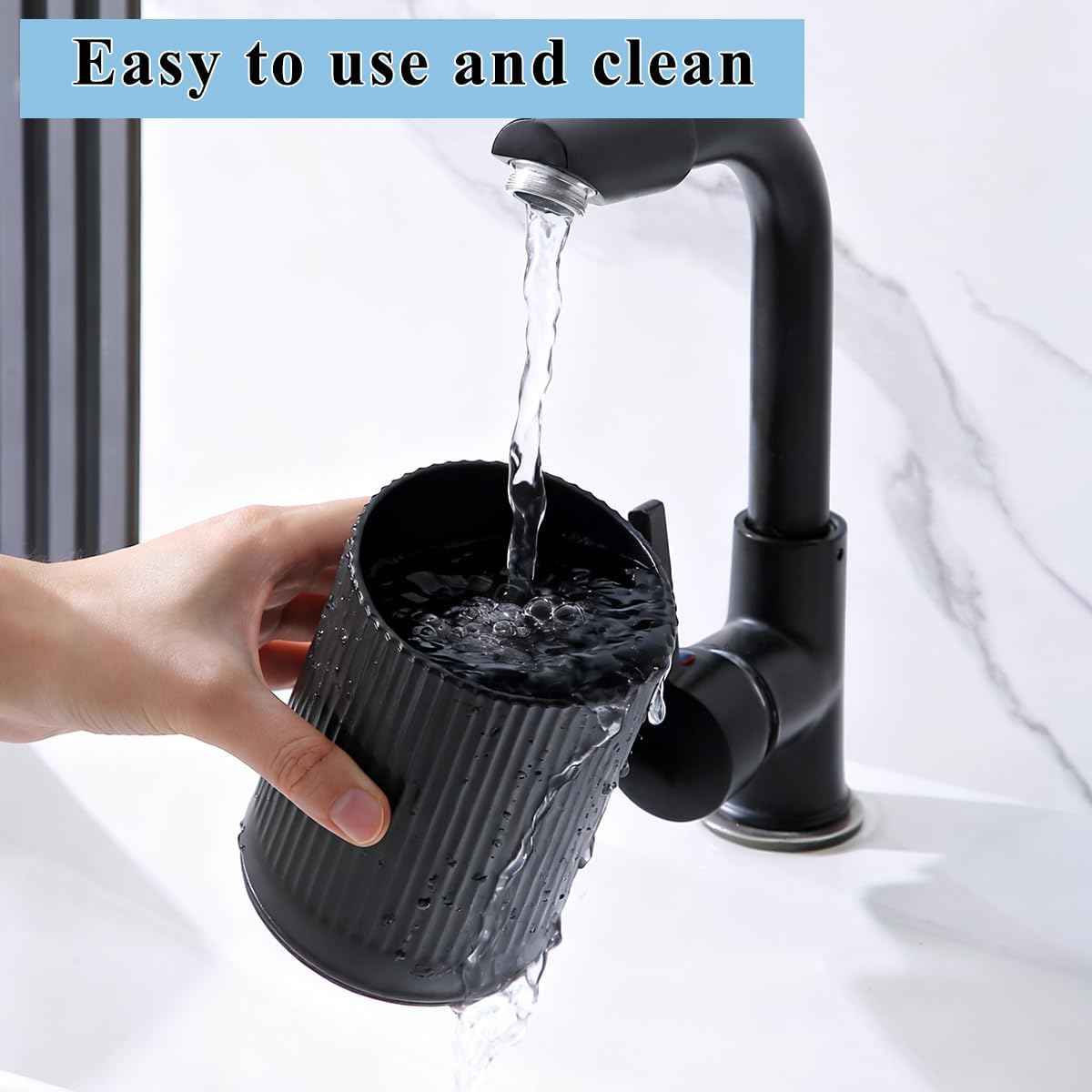 Kyraton Cooking Utensils Holder 2pcs, 360° Rotating Heavy Duty Plastic Kitchen Utensil Holder for Countertop, The Small Utensil Crock for Cutlery Silverware, Tooth Brush, Desk Pencil Pen