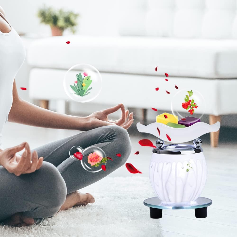 HUNANBANG Electric Oil Melt Warmer Electric Wax Melt Warmer Wax Melter Fragrance Oil Warmer Burner(White2)