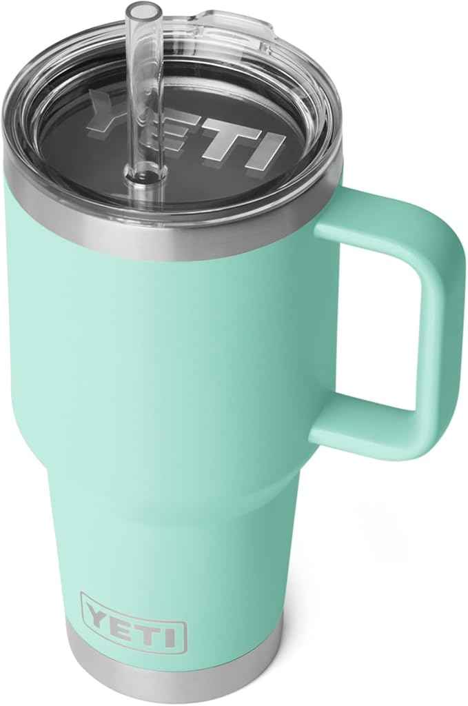 YETI Rambler 35 oz Straw Mug 2.0 - Double-Wall Vacuum Insulation for Cold Beverages – Dishwasher Safe – Cupholder Compatible – Reusable Straw – Comfortable Grip Handle – Travel Mug - Seafoam