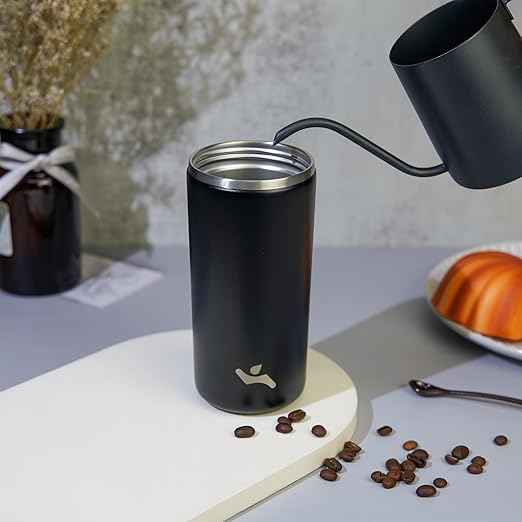 Konokyo Tumbler with Lid, 12 oz Travel Coffee Mug Double Wall Vacuum Stainless Steel Thermal Metal Cup Insulated Water Bottle,Black