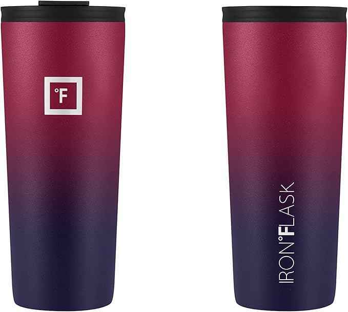 IRON °FLASK Classic Tumbler - Vacuum Insulated Stainless Steel Water Bottle, Double Walled, Drinking Cup, Insulated Travel Mug (Dark Rainbow, 24 oz Solid Lid)