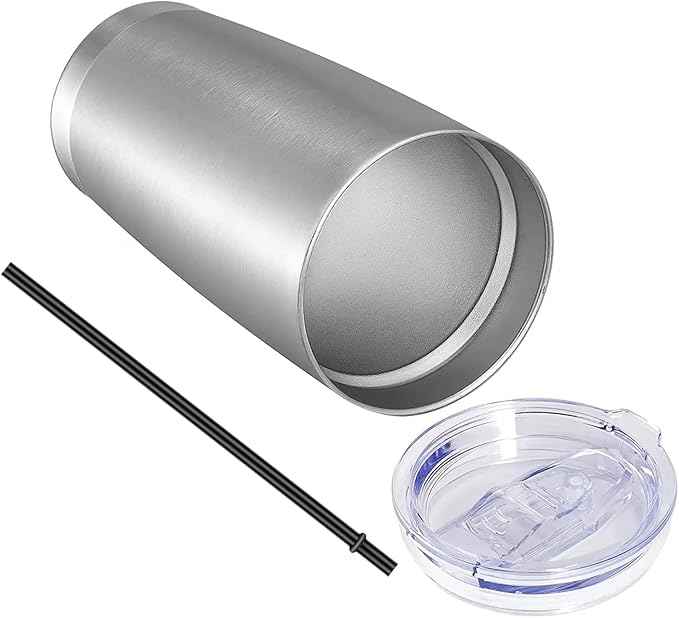 VEGOND 20oz Tumbler with Lid and Straw Stainless Steel Tumbler Cup Bulk Vacuum Insulated Double Wall Travel Coffee Mug Powder Coated Coffee Cup, Stainless, 12 Pack