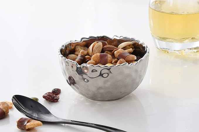 Pampa Bay Millennium Porcelain Snack Bowl, Silver