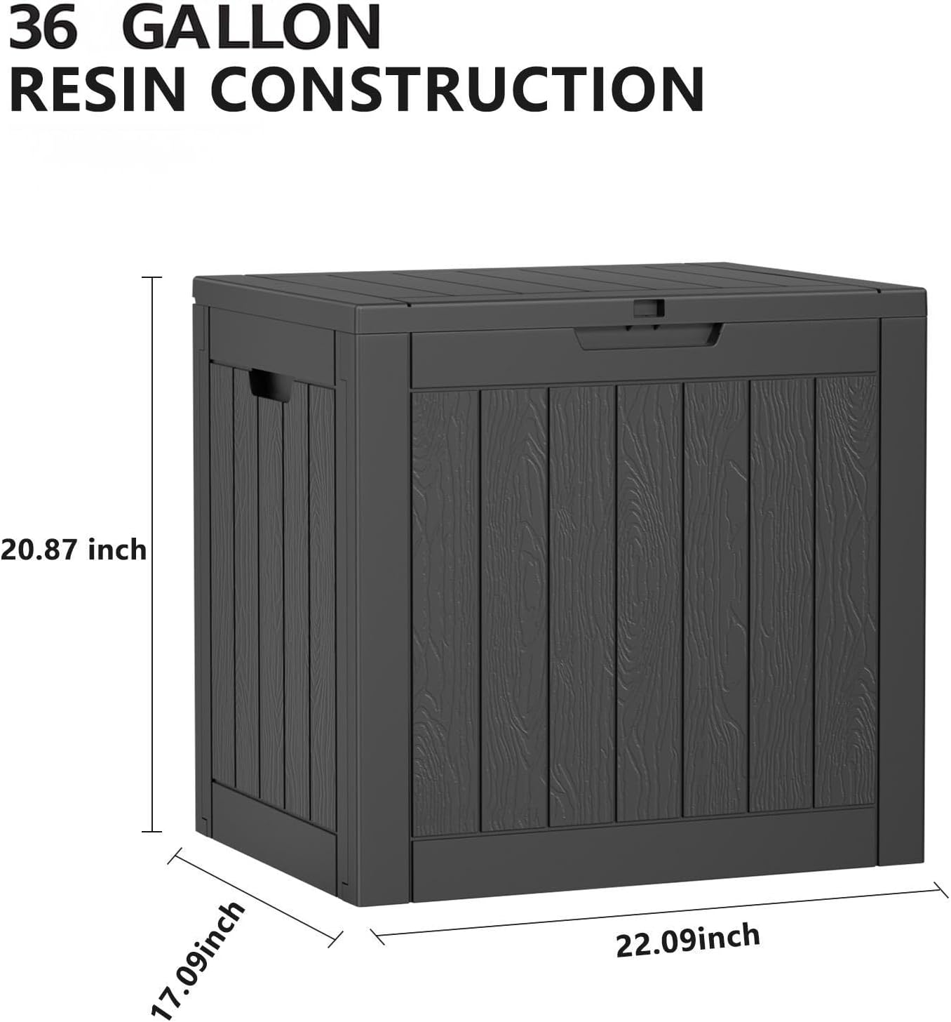 36 Gallon Outdoor Deck Box,Storage Lockable Waterproof Patio Furniture,Garden Tools,Cushions,Pool Accessories Outside Storage Resin Box(Black)