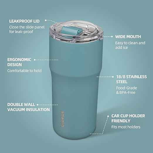 BJPKPK Insulated Tumbler,20oz Stainless Steel Tumbler with lid,Double Wall Travel Coffee Mug Thermal Cup,Keep Drinks Cold and Hot,Haze Blue