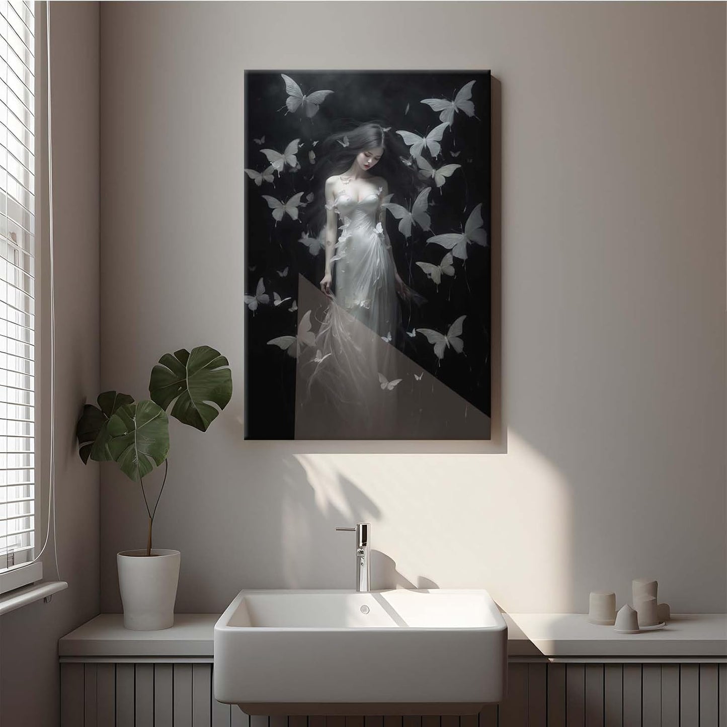 JFHCQJPK Vintage Gothic Feminine Canvas Wall Art Print Butterfly Poster Moody Female Wall Art Retro Artwork Dark College Decor for Home Bedroom28x40in Frameless