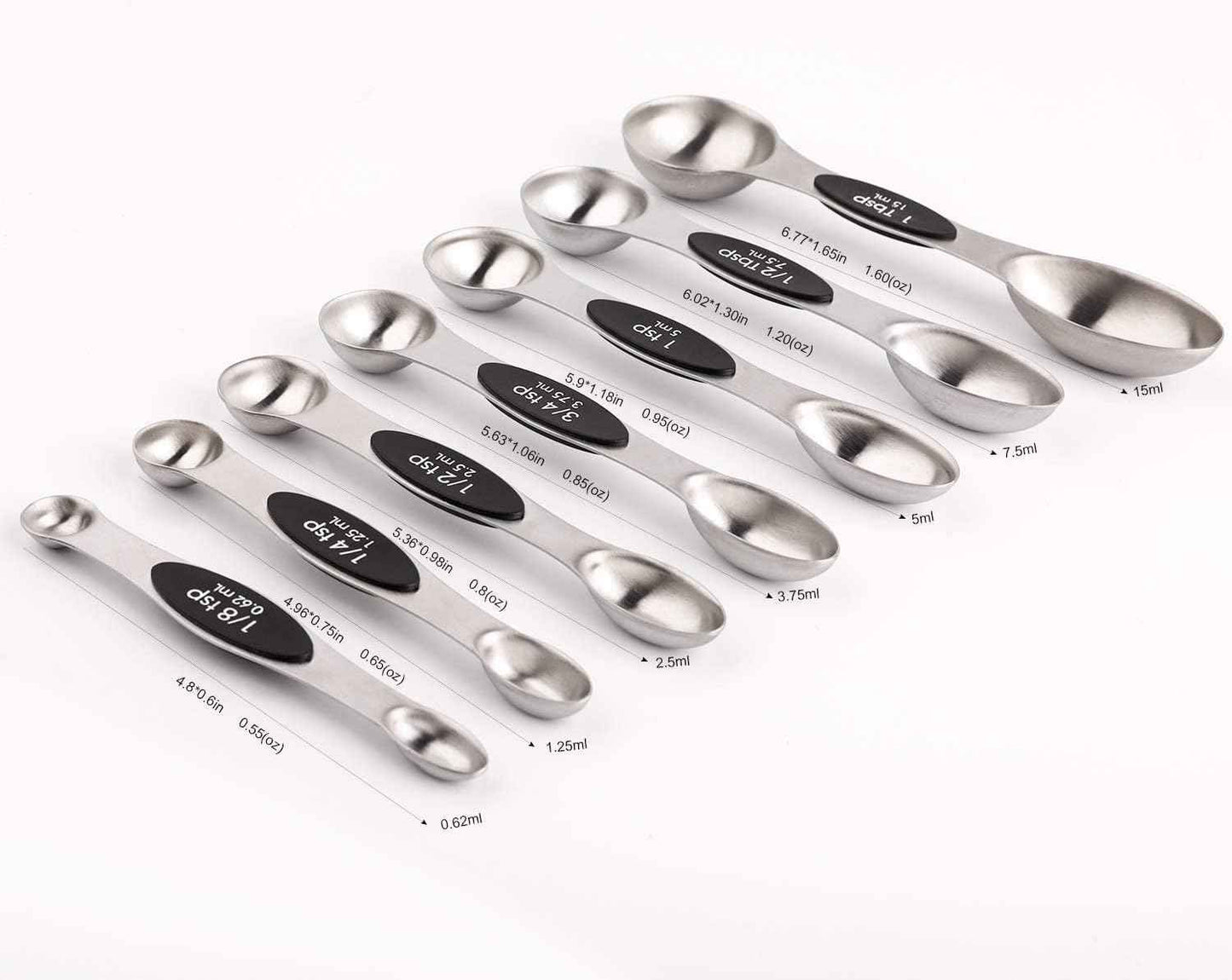 Magnetic Measuring Spoons Set of 7 Stainless Steel Dual Sided Teaspoon Tablespoon for Measuring Dry and Liquid Ingredients
