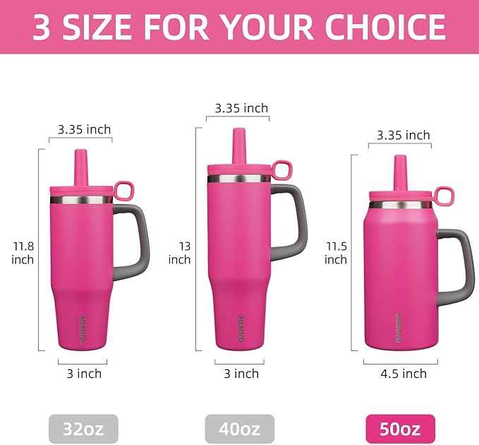 BJPKPK 50oz Insulated Tumbler with Handle Stainless Steel Travel Coffee Mug with Lid Reusable Large Water Bottle with Straw,Barbie Pink