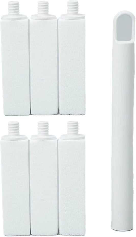 Pumice Stone Toilet Bowl Cleaner | Long Handle & Eco-friendly Screw-on Pumice Stones | Scouring Stick for Toilet Cleaning, Stain Removal on Toilets, Grills, Tiles, Grout & Pools | 6 Pack