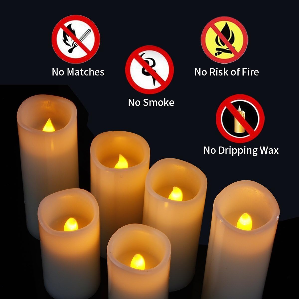 Flameless Candles Battery Operated Candles 4" 5" 6" 7" 8" 9" Set of 9 Ivory Real Wax Pillar LED Candles with 10-Key Remote and Cycling 24 Hours Timer