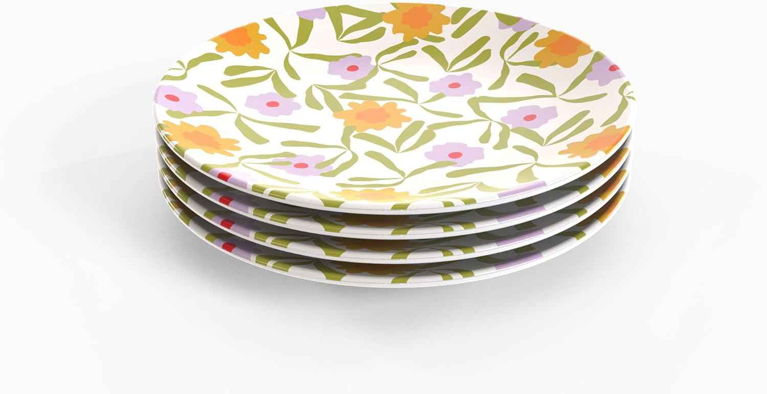 TervisHome Melamine Salad Plates - Set of 4 | Enchanted Garden Collection | Durable Stoneware-like Quality, Dishwasher Safe, Perfect for Indoor and Outdoor Use