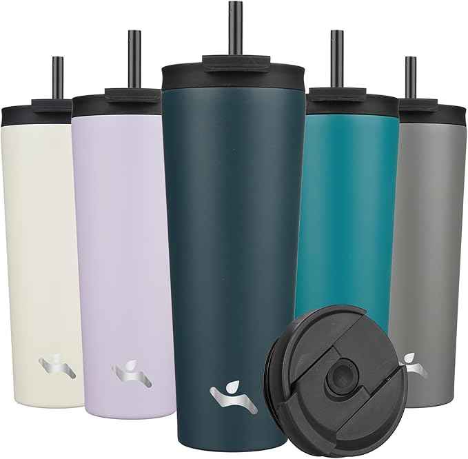 Konokyo 26 OZ Insulated Tumbler with Lid and 2 Straws Stainless Steel Water Bottle Vacuum Travel Mug Coffee Cup,Navy blue