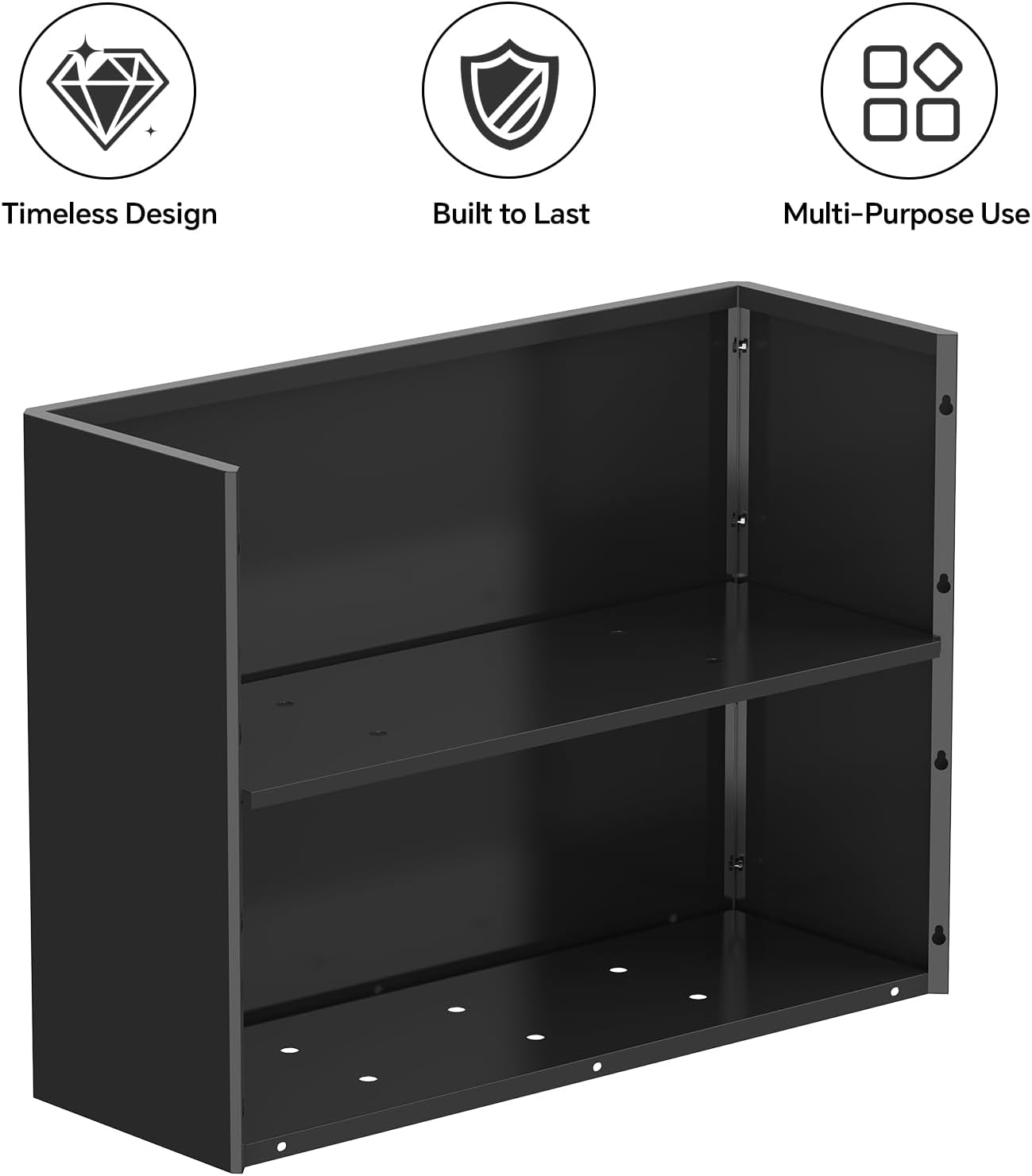 Galvanized Steel Planter with Removable Insert Shelf & 4 Drainage Holes - 32x12x24 Inches Large Planters for Outdoor/Indoor Patio, Porch Black