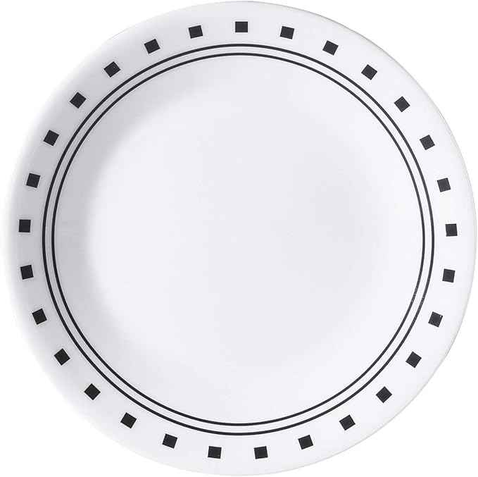 Corelle Vitrelle 18-Piece Service for 6 Dinnerware Set Triple Layer Glass and Chip Resistant, Lightweight Round Plates and Bowls Set, City Block