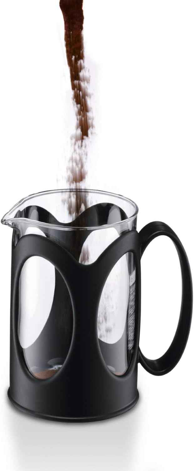 BODUM 10683-01 Kenya French Press Coffee Maker, Borosilicate Glass - 4-Cup (0.5 L), Black