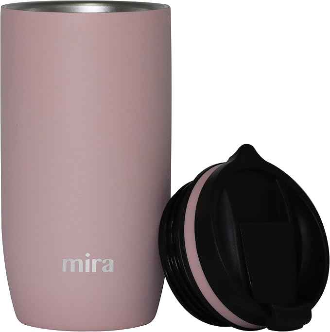 MIRA 16 oz Travel Coffee Mug - Insulated Stainless Steel Tumbler with Screw Lid - Taffy Pink
